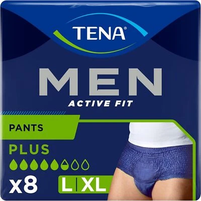 TENA MEN ACTIVE Fit Sous-vêtements Protecteurs, Niv. 4, Taille L/XL, Bleu - Photo 1/4