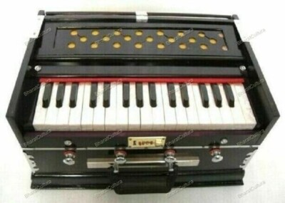 Indisches Musikinstrument Harmonium 32 Tasten 4 Stopper Doppelkail Holz Harmo...