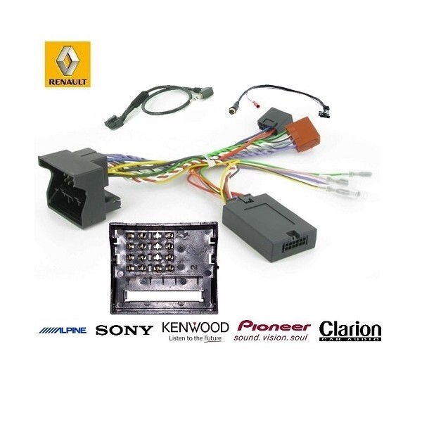 Commande au volant Renault Fluence 2010 autoradio Kenwood adaptateur faisceau Fakra complet