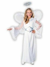 Angel Costume Child "Snow Angel" 4Pc White/Silver Gown Belt Wings  Halo Lg