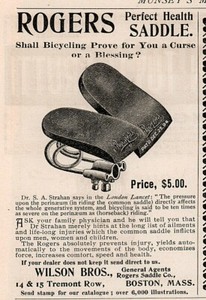 1895 g Rogers Bicycle Saddle Seat  Print Ad