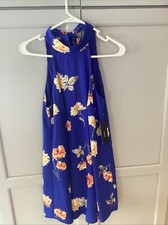 Lulus  Poly Lined Sleeveless Darling Dearest Floral PrintHalter SwingDress NWT S