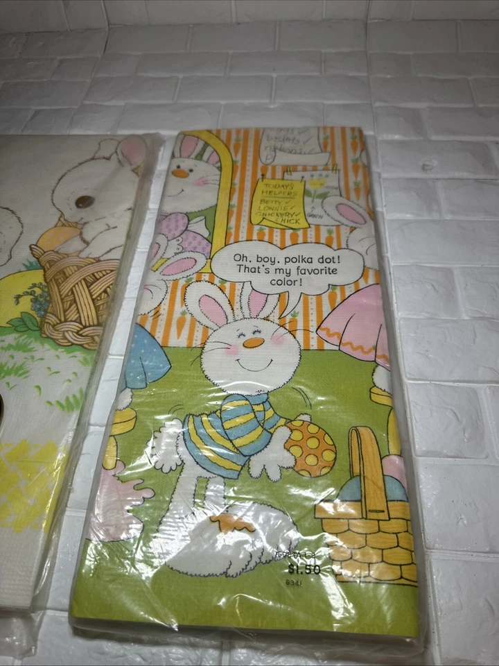 VTG Hallmark Easter Spring Extra Large Table Cover 60 x 102” Paper Lot of 2 - Image 3 of 4