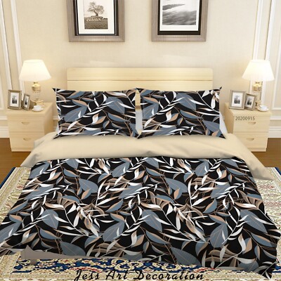 3D Leaves Flora Pattern Quilt Cover Set Bedding Sets Pillowcases Queen 35
