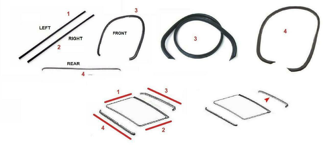 Sunroof MOONROOF Seal Gasket Set 4 PCS FIT FOR Mercedes Benz W123 COUPE