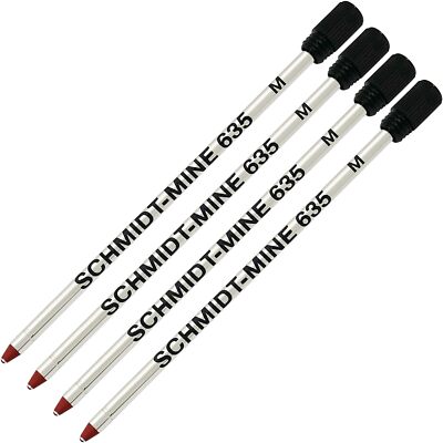 Schmidt 635 D1 Mine Ballpoint Refill - Red Ink (Tip 0.7mm) - Pack of 4