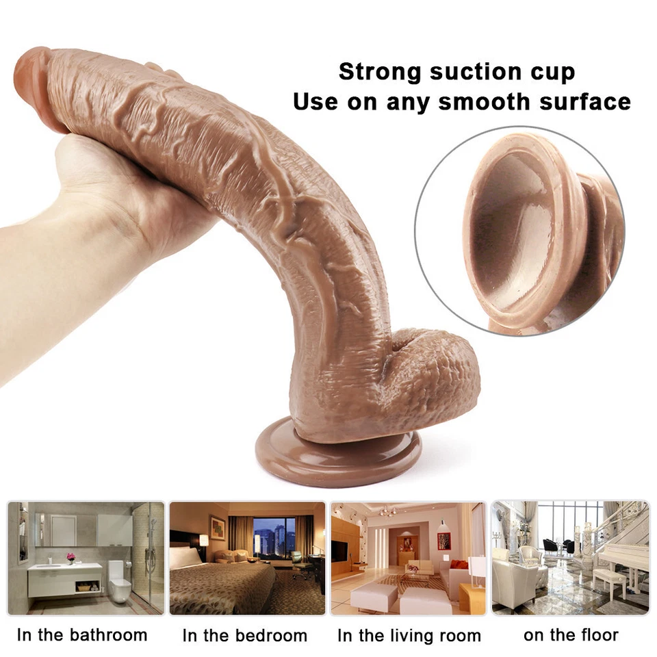 Vibrador realista silicone líquido 12 polegadas de comprimento pele sensação enorme pênis grande sucção - Imagem 4 de 4
