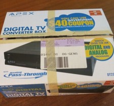 Apex DT250A Digital TV Converter Box with Analog Pass Through w/ Remote Open Box