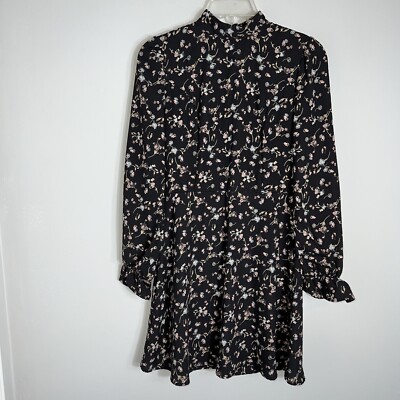 Abound Long Sleeve Mini Dress-Fit & Flare-Black Floral-Mock Neck-XS | eBay Abound Long Sleeve Mini Dress-Fit & Flare-Black Floral-Mock Neck-XS | eBay