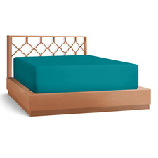 21  Extra Deep Pocket Ultra Soft Fitted Sheet with Corner Straps, King-Teal Blue