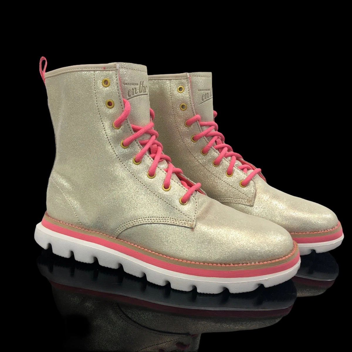 Skechers On The Go Edge Lightweight Combat Boots Women s Size 7 Gold 13671