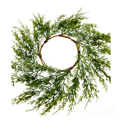 Green Cedar Candle Rings 6.5'' Candle Holder Holiday Season home decor EV-R841-6