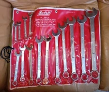 NOS - LUDELL / GEDORE 14 PC SAE COMBO BOX & OPEN END WRENCH SET (3/8" to 1-1/4")