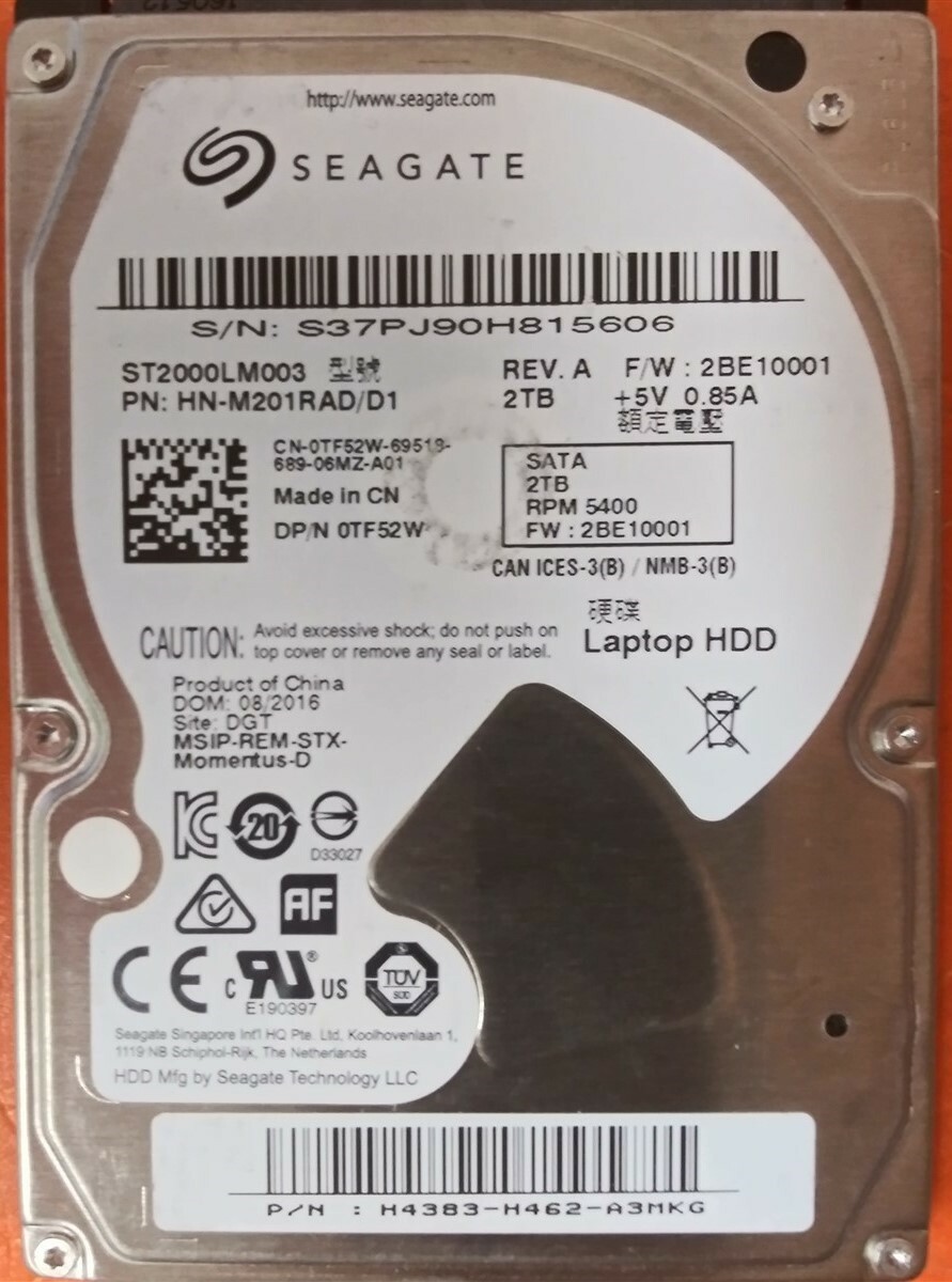 2.5インチHDD Seagate ST2000LM003 2TB 正常 HDD Hard Drive SATA Laptop 2.5
