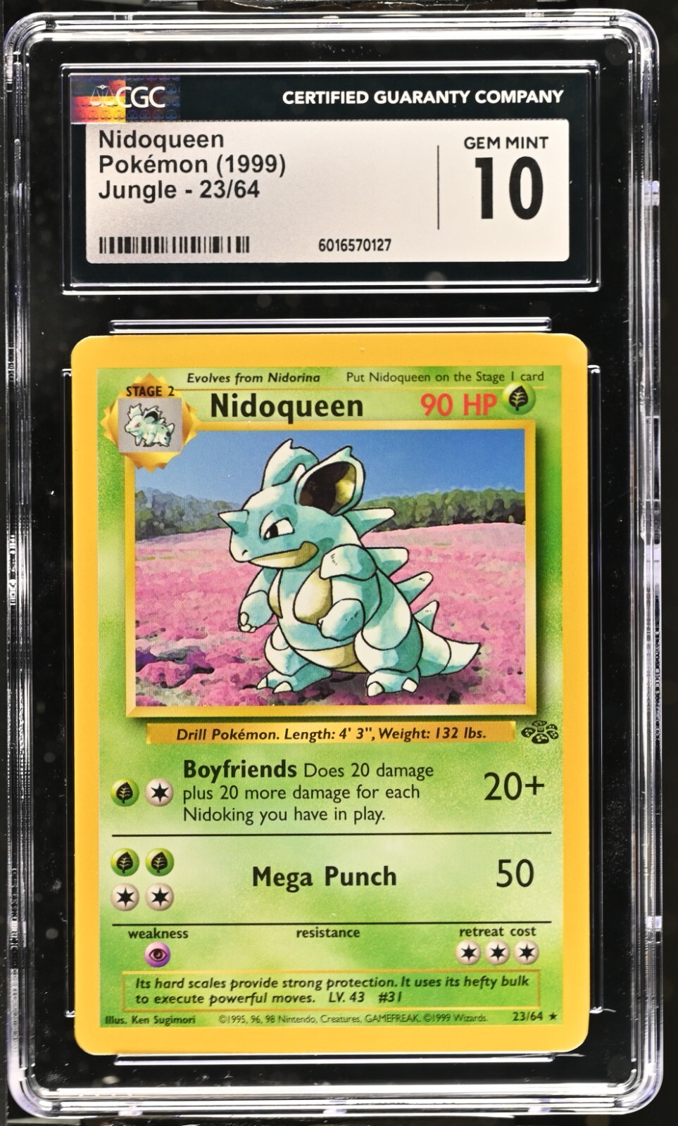 CGC 10 GEM MINT Nidoqueen 23/64 Jungle 1999 Pokemon Card