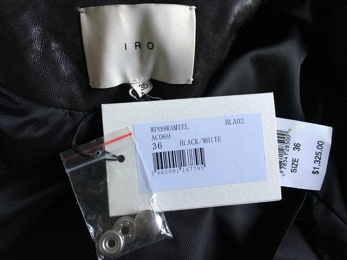 IRO Paris Women's Wamiel Black & White Leather Biker Jacket Size