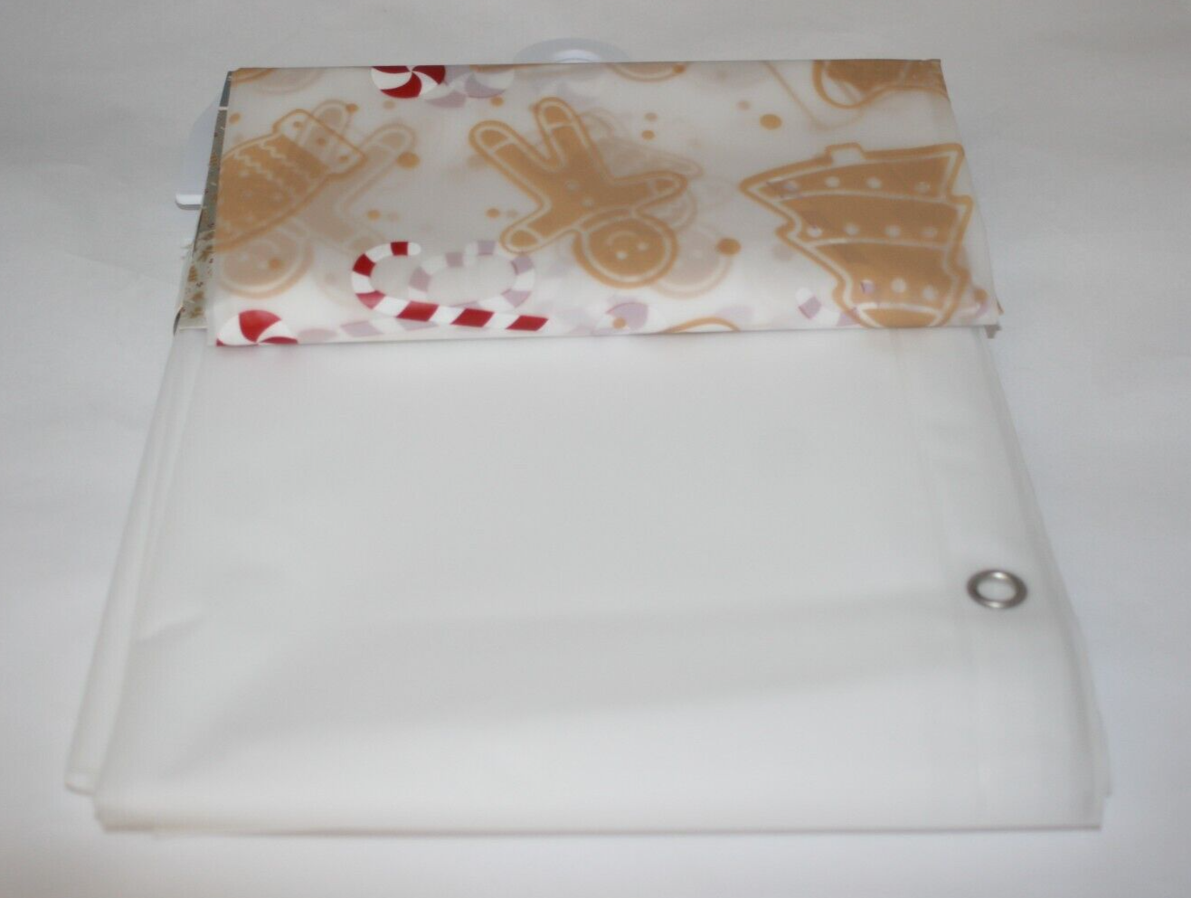 Envogue 2 Piece Premium Peva Shower Curtain Set Holiday Candy Cane 72