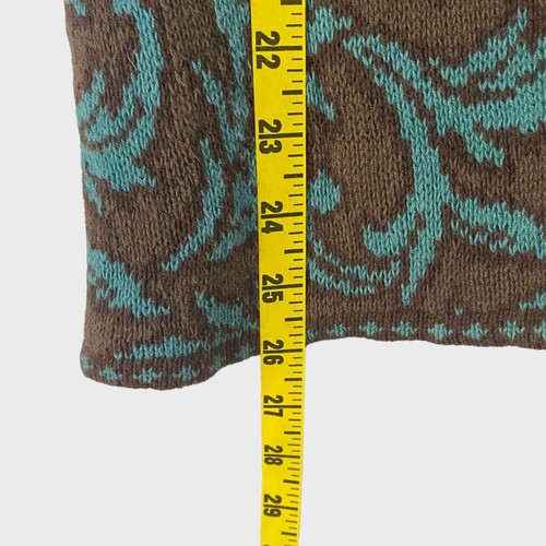 Nomadic Traders Floral Knitted Zip-Up Cardigan Sweater Brown Blue Women's Medium - Picture 10 of 10