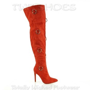 rust thigh high boots