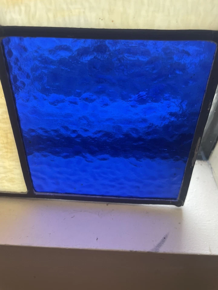 Azulejo de vidrio 12 x 12 artefacto rescatado azul real rojo blanco mármol + Foto 4 de 4