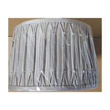 12" LORNA SILVER GREY DRUM WITH PINCH PLEAT DIAMANTE CEILING PENDANT SHADE UK
