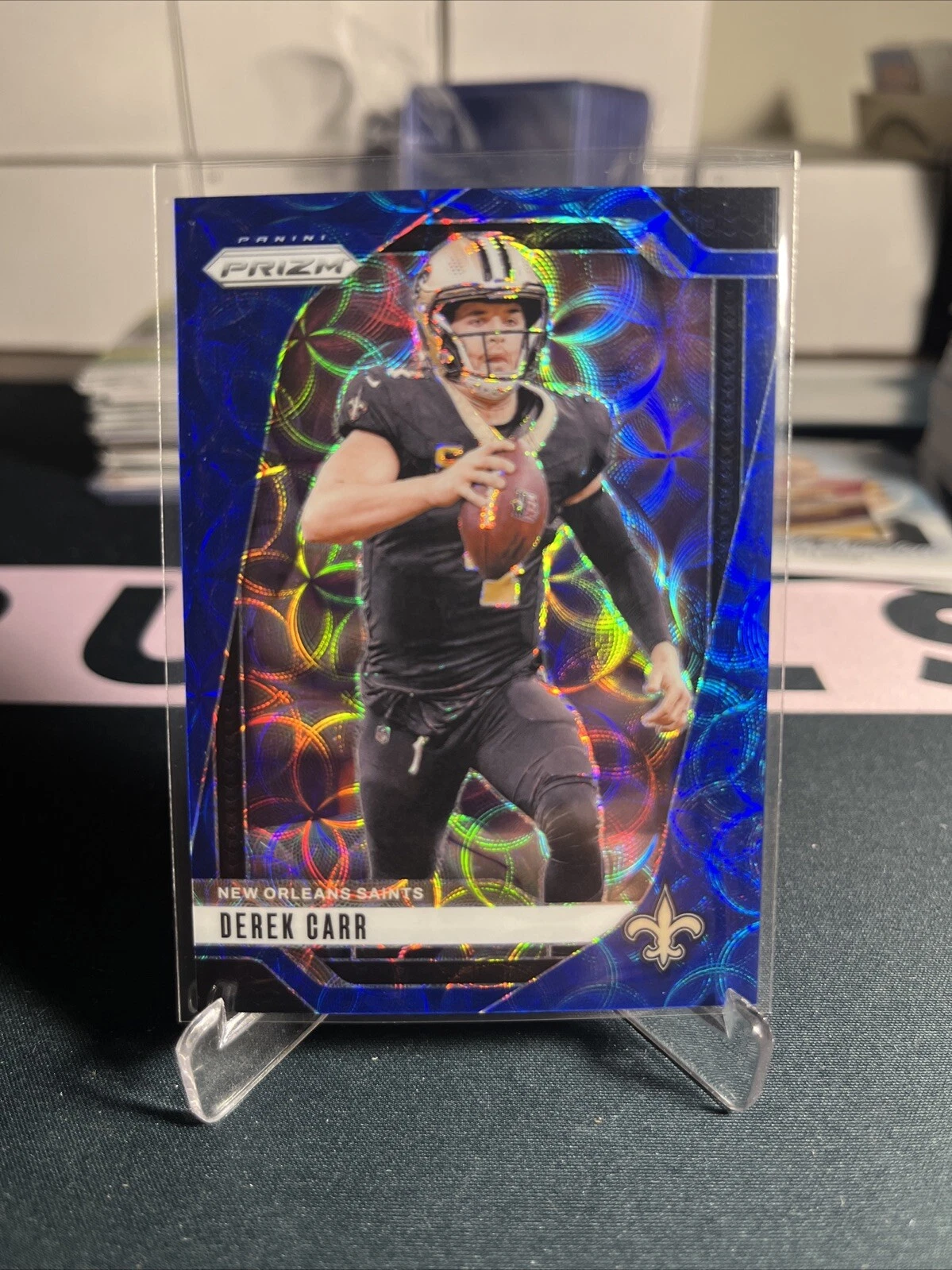 2024 Panini Prizm Choice Football #’d /14 Derek Carr Blue Scope Saints #203