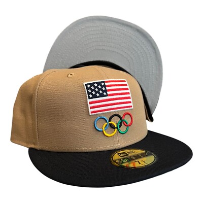 New Era Team USA Olympics 59FIFTY Fitted Hat Cap Khaki / Navy Size 7 1/4