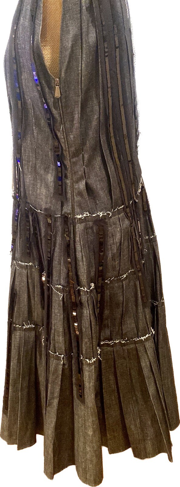 BOTTEGA VENETA ABSOLUTELY FABULOUS DENIM DRESS WITH UNIQUE SEQUINS DESIGN, S image 5