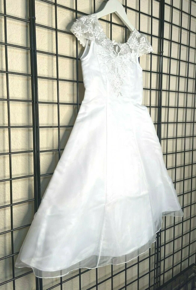 NWT NEW White Satin, Chiffon Sweetie Pie Pageant/Party/Formal Gown 6Y-Fit 6/7/8Y - Image 2 of 4