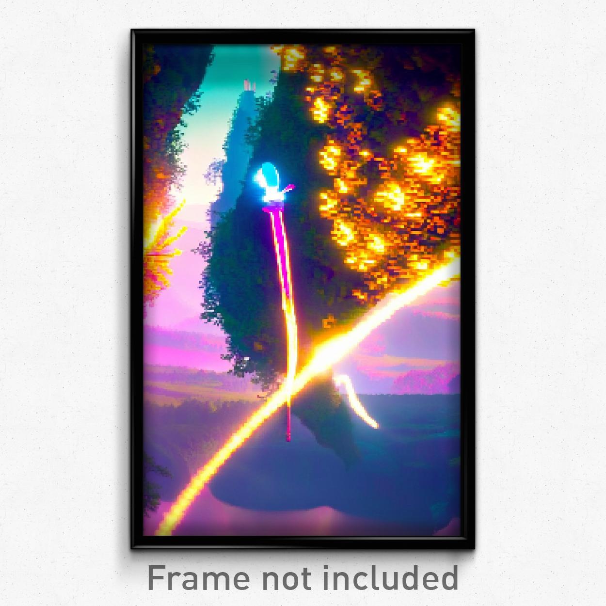 Pixel Art Poster - Vibrating Valley (8 Bit Psychedelic Trippy Video Game Print)