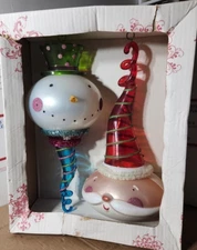 SAMS CLUB MEMBER’S MARK 15" HANGING SANTA & SNOWMAN Character Head Ornaments