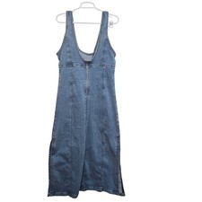 American Eagle Scoop Neck Zip Denim Midi Dress Size 14 Stretch