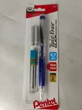 Pentel Twist Erase .7 MEDIUM Click #2 Mechanical Pencil w/ Lead & Erasers BLUE