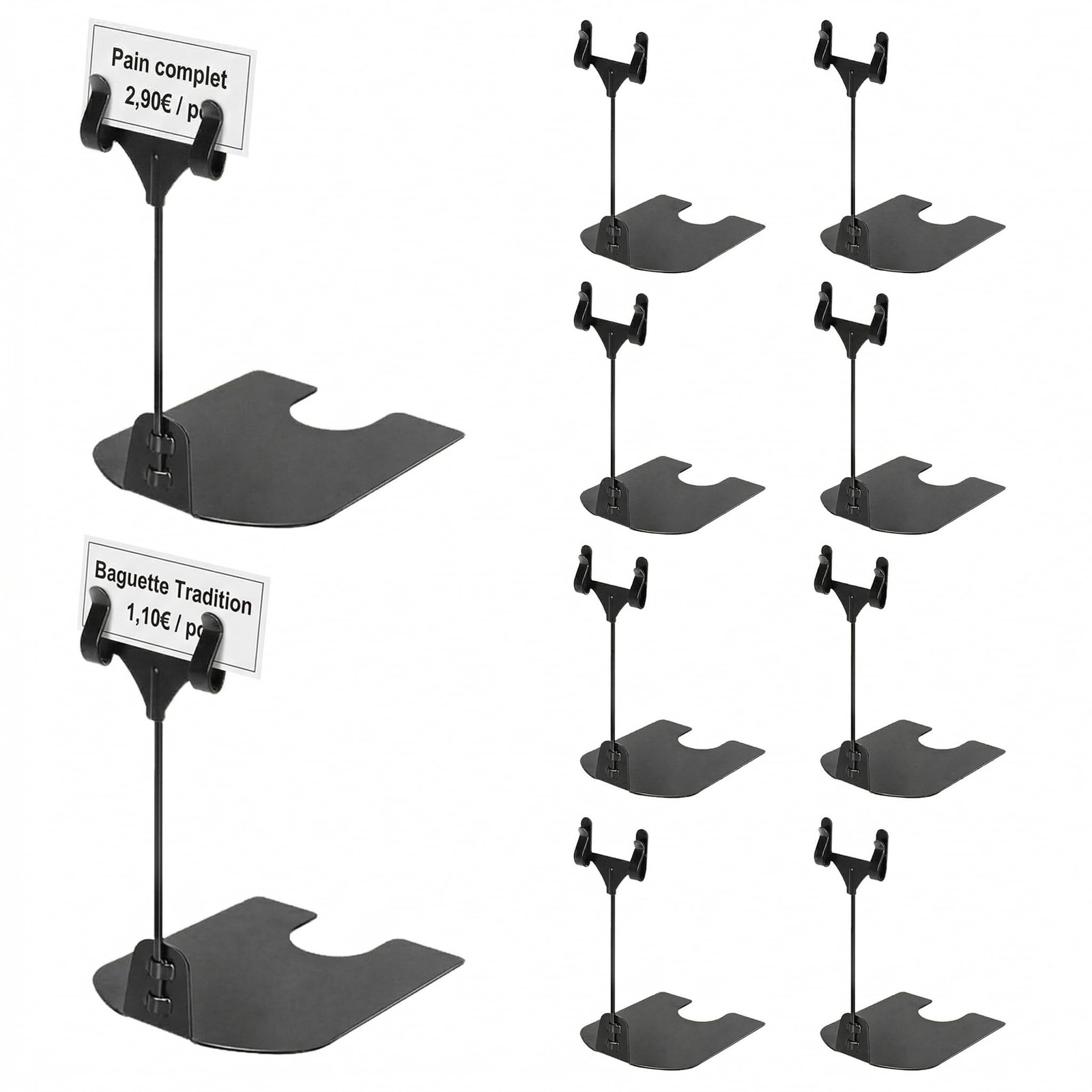Porte-étiquette de prix pince noire 10cm support d'affichage amovible lot de 10