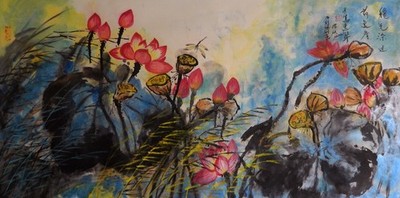 Fine Art, signed original Chnese Brush painting, unframed ''End of Autumn''
