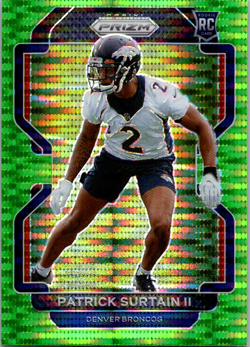 2021 Prizm - Rookie Patrick Surtain II #374 Neon Green Pulsar Prizm (RC) BRONCOS