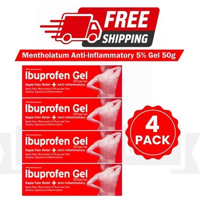 4 X Ibuprofen Topical Gel 5% Rapid Pain Relief Back Rheumatic Muscular Pain 50G