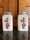 Vintage Milk Glass Salt and Pepper Shakers Flower Pattern