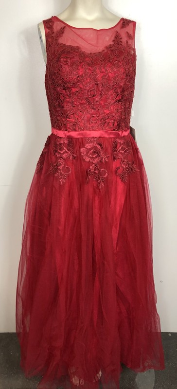 Women's dress evening dress prom bridesmaids sleeveless, burgundy, EU 42