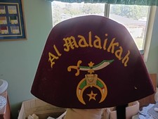 Vintage Shriner Fez Hat Al Malaikah Temple Jeweled Sword GORGEOUS Shape 7 1/8