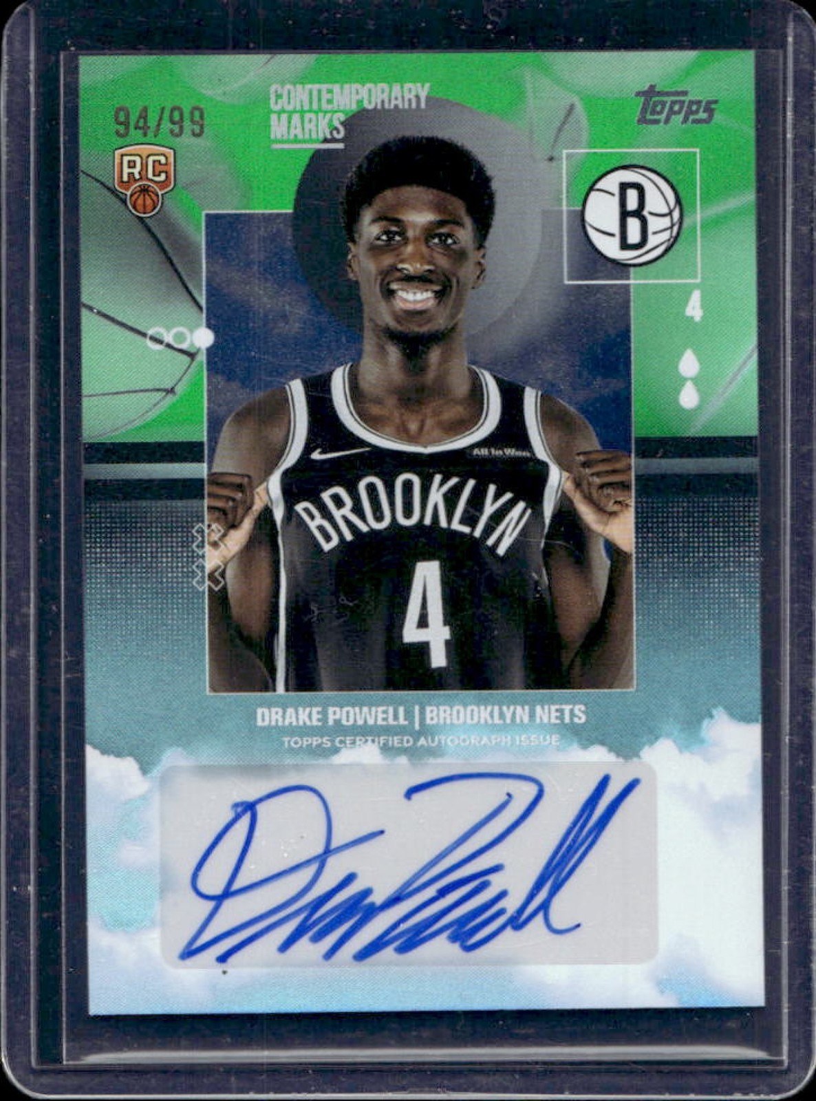 2025-26 Topps Drake Powell Contemporary Marks RC Green Rainbow Auto #94/99 Nets