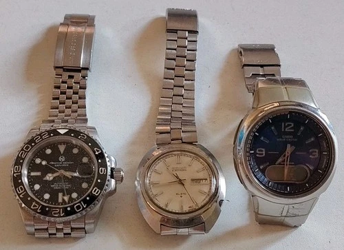 Vintage watches set of 3 pieces: SEIKO, CASIO, PAGAN DESIGN.