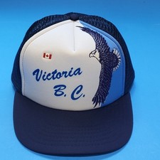 Victoria BC Canada Vintage Snap back Hat Baseball Cap Blue Mesh Back Foam Crown
