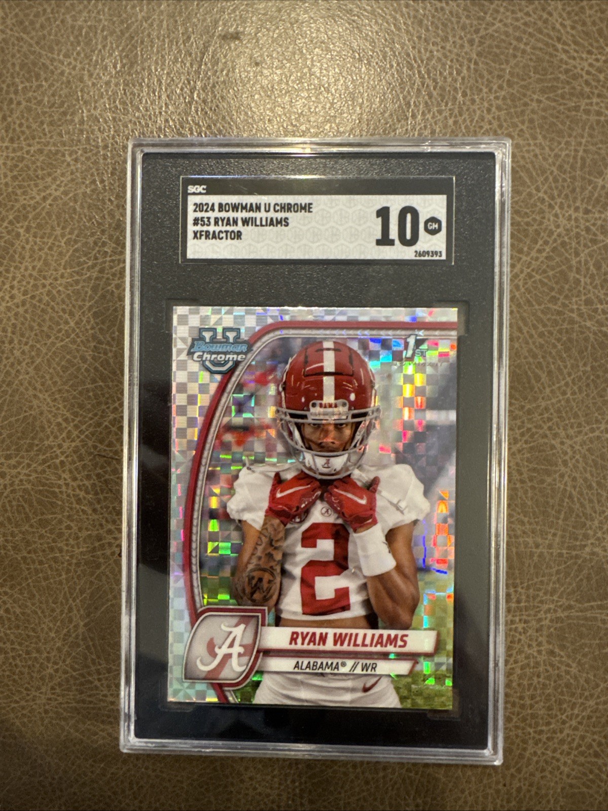 2024 Bowman University Chrome Ryan Williams #53 Xfractor Alabama SGC 10