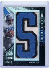 2008 Upper Deck Icons Immortal Letterman Patch #SII7 Billy Sims No 67 of 80