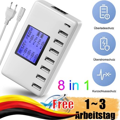 8 Port USB HUB Verteiler Splitter Adapter 60W Superspeed Datenhub für Laptop PC
