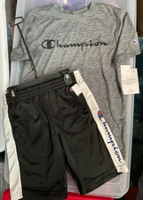New Boy's Gray and Black Champion 2 pc shorts set Size Medium 10