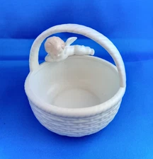 Vintage 1983 Fitz & Floyd porcelain basket with angel on edge