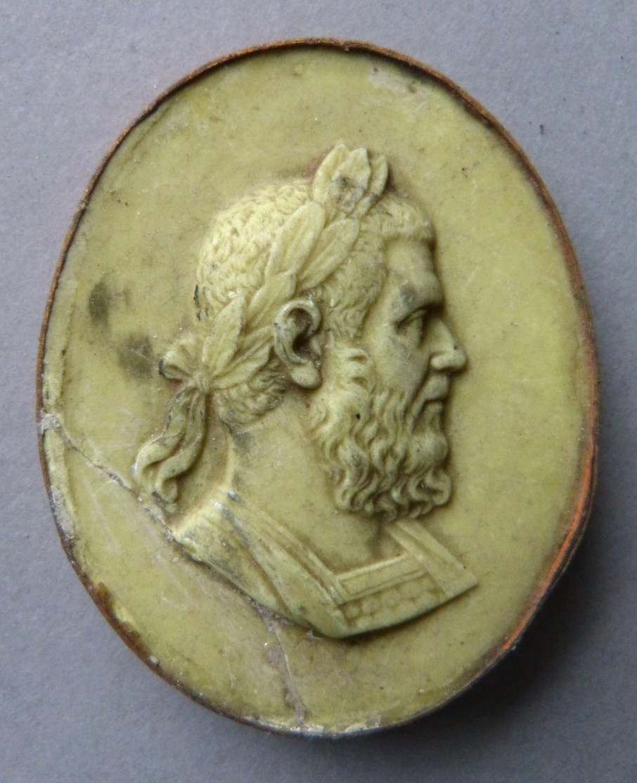 18th Century Antique Rome Emperor Porcelain Cameo Man Profile