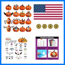 Foam Pumpkin Decorations Craft Kit,32 Pcs Halloween DIY Pumpkin Face Stickers...